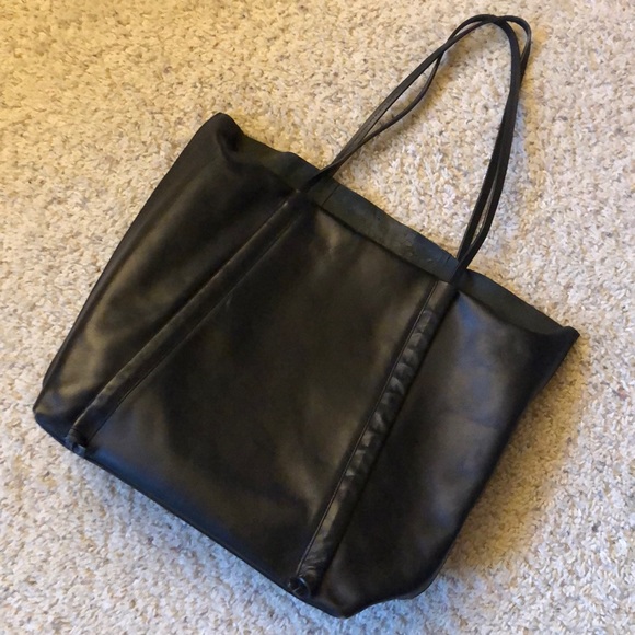 Whistles black leather tote bag, EUC - Picture 4 of 8